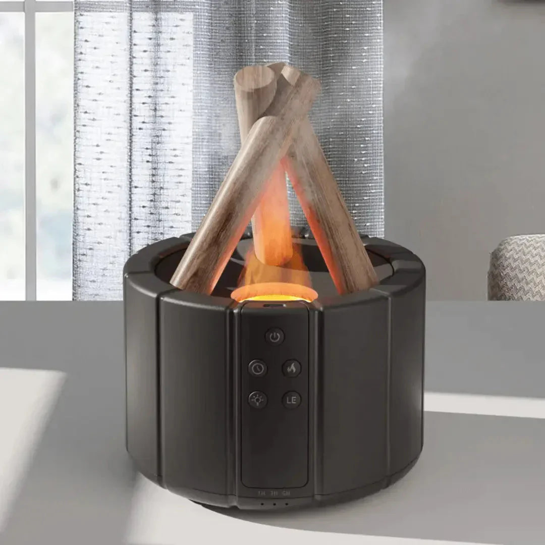 Vlambevochtiger met Led - Ultrasone Diffuser & Aromatherapie met Open Vuur Effect