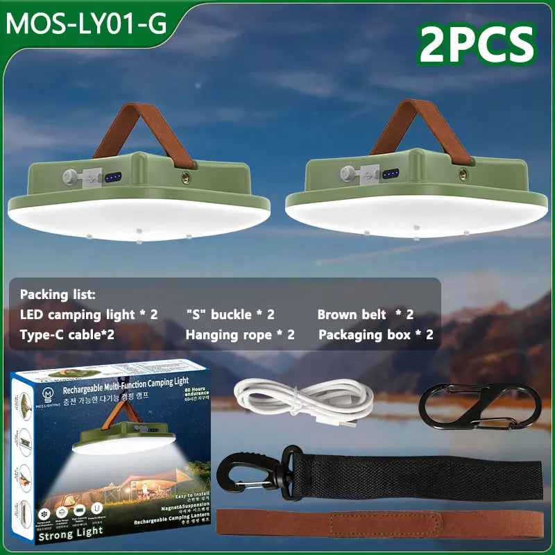 80w Led Oplaadbare Campinglamp op Zonne-energie met Magneet en Zoomfunctie
