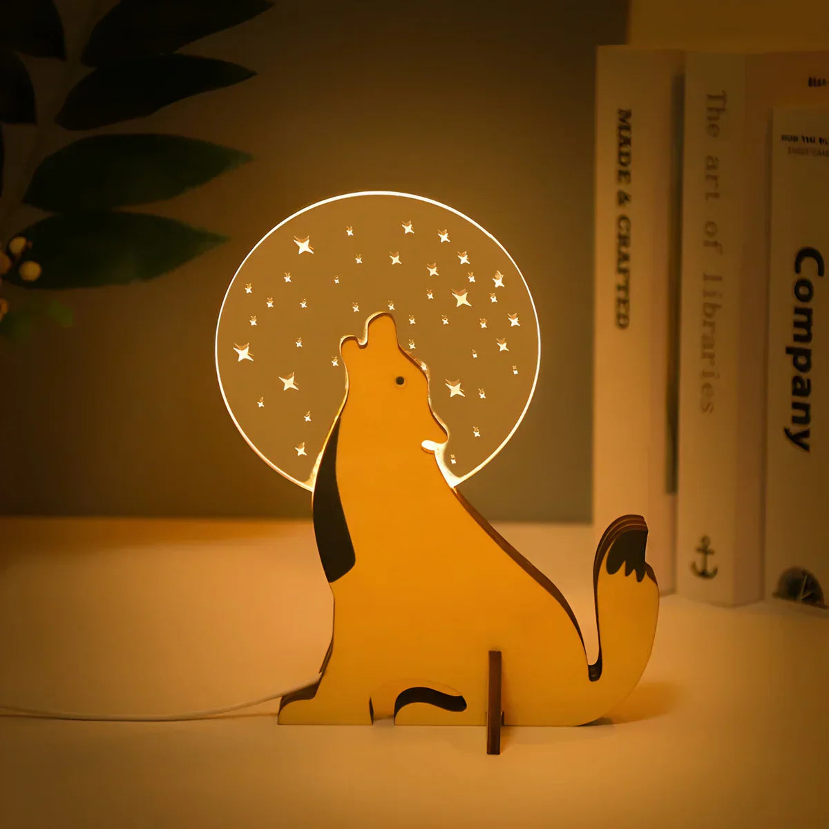 Dierfiguur Tafellamp van Hout