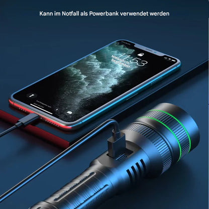 Extreem Heldere en Zoombare Led-zaklamp met Powerbankfunctie voor Buitenavonturen