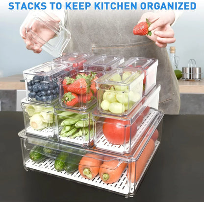 Stapelbare Koelkast Organizer Set met 10 Opbergdozen