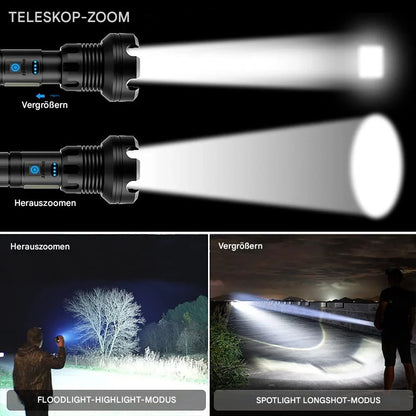 Tactische Zaklamp - Led Zaklamp met Zoom & Powerbankfunctie