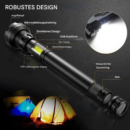 Tactische Zaklamp - Led Zaklamp met Zoom & Powerbankfunctie