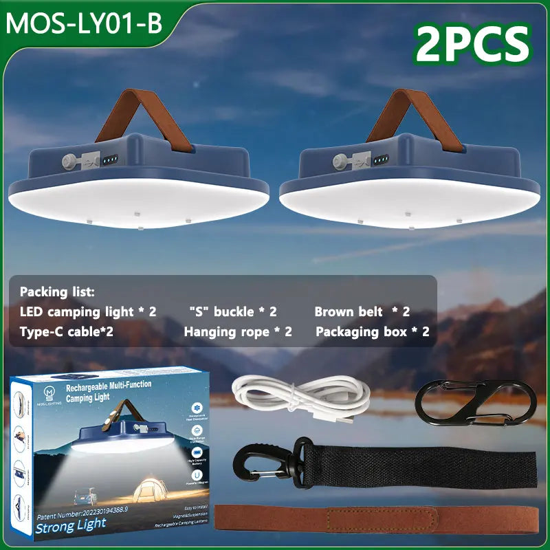 80w Led Oplaadbare Campinglamp op Zonne-energie met Magneet en Zoomfunctie