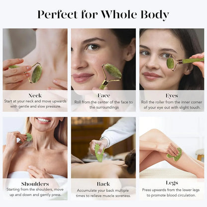 Instant Glow Gua Sha & Jade Roller Set | voor een Stralende Huid en Natuurlijke Ontspanning