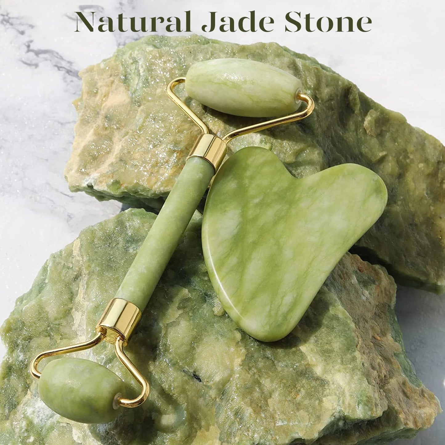 Instant Glow Gua Sha & Jade Roller Set | voor een Stralende Huid en Natuurlijke Ontspanning
