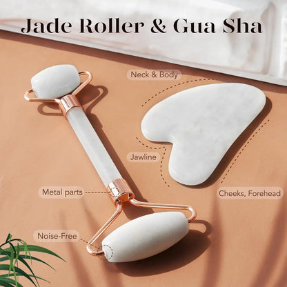 Instant Glow Gua Sha & Jade Roller Set | voor een Stralende Huid en Natuurlijke Ontspanning