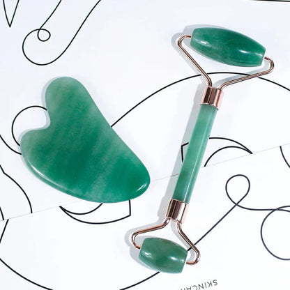 Instant Glow Gua Sha & Jade Roller Set | voor een Stralende Huid en Natuurlijke Ontspanning