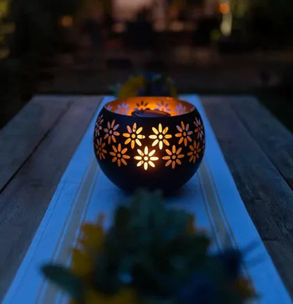 Kaarslamp met Bloemmotief - Decoratieve Led Tafellamp voor Stijlvolle Verlichting