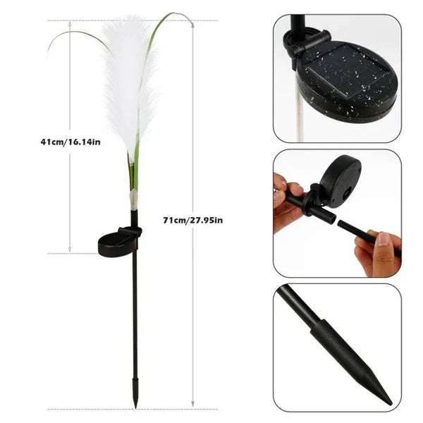 Decoratieve Rotan Tuinverlichting - Solarlamp in Grasdesign voor Buiten