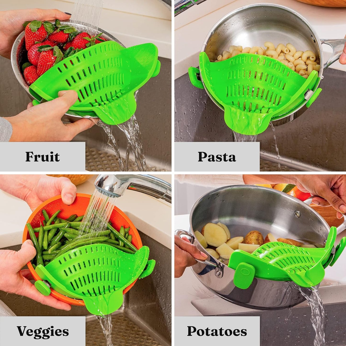 Silicone Zeef met Clip - Hittebestendige Lekbak voor Voedsel