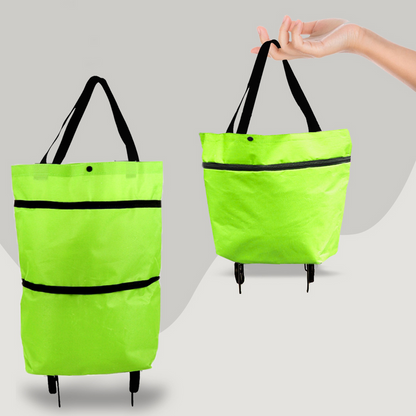 2-in-1 Opvouwbare Boodschappentas met Wieltjes