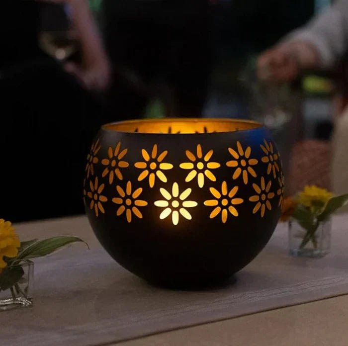 Kaarslamp met Bloemmotief - Decoratieve Led Tafellamp voor Stijlvolle Verlichting