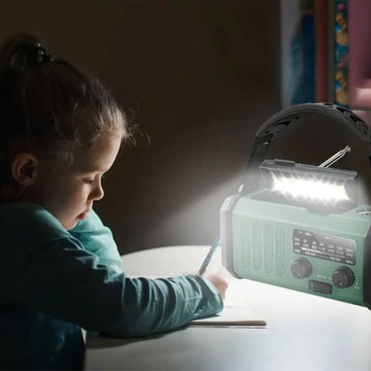 Solar Noodradio met Powerbank - Zwengelradio met Ledlampje voor Kamperen & Buiten