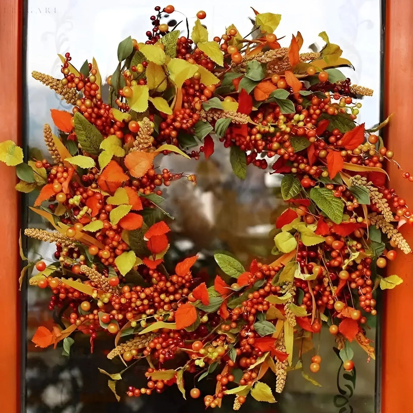 Autumnale Rotan Muurkrans met Bessen en Bladeren