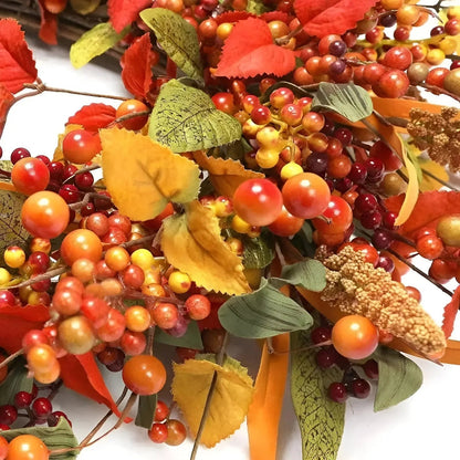 Autumnale Rotan Muurkrans met Bessen en Bladeren