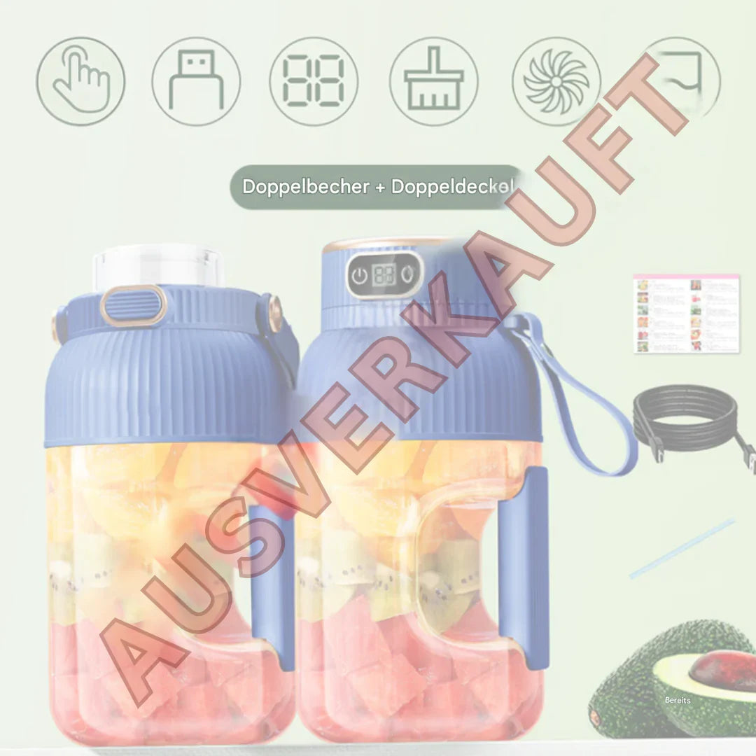 Draagbare Multifunctionele Blender met Dubbele Deksel en Usb-oplaadfunctie - voor Smoothies en het Bewaren van Voedsel
