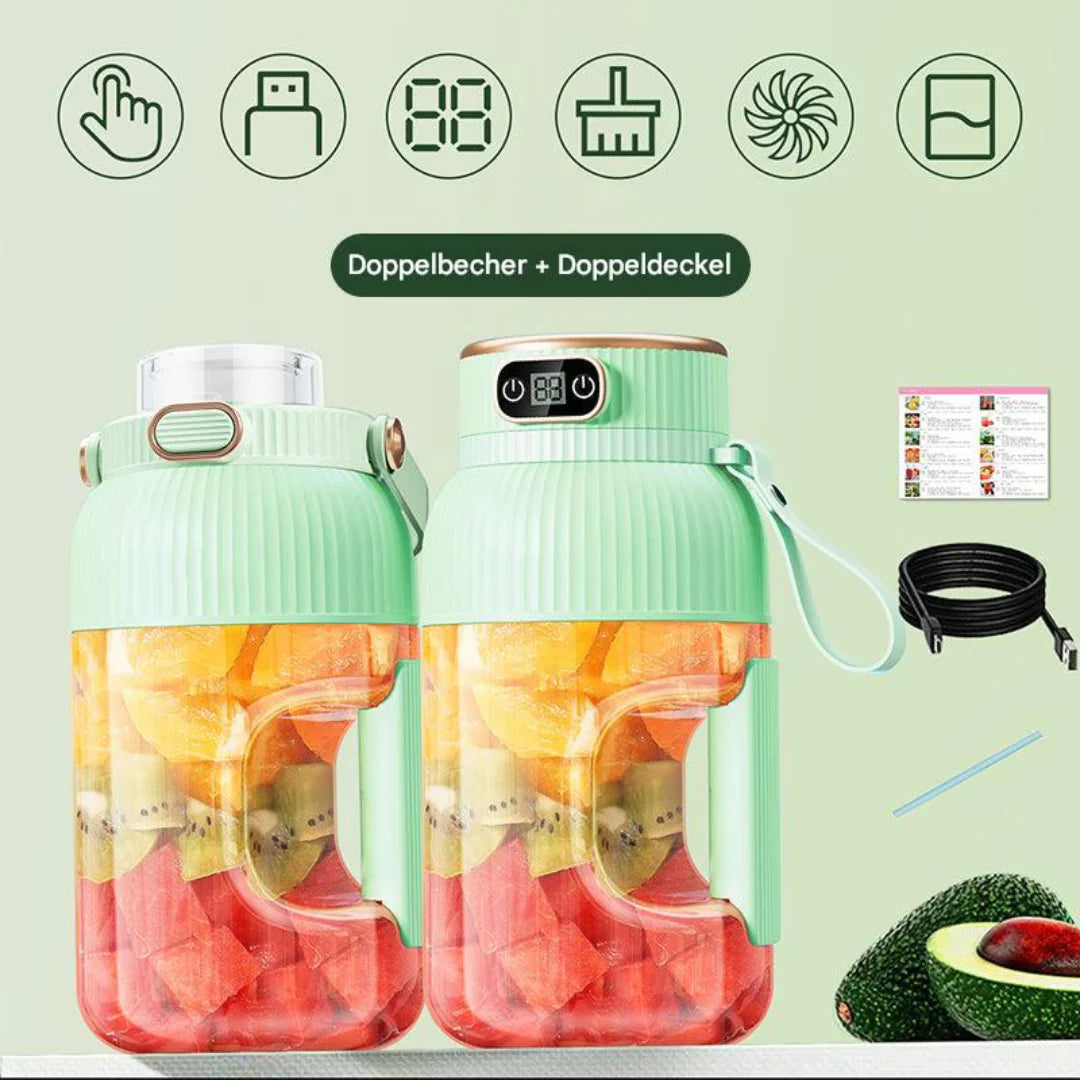 Draagbare Multifunctionele Blender met Dubbele Deksel en Usb-oplaadfunctie - voor Smoothies en het Bewaren van Voedsel