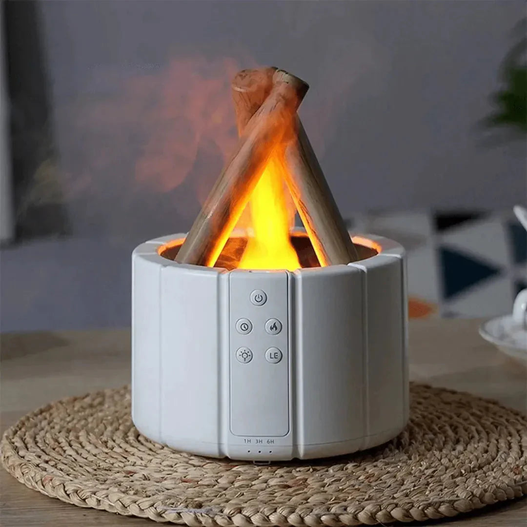 Vlambevochtiger met Led - Ultrasone Diffuser & Aromatherapie met Open Vuur Effect