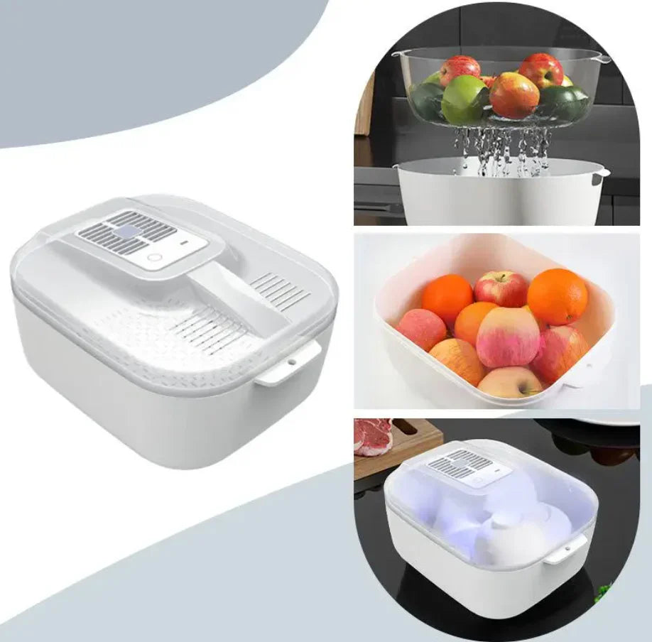 Multifunctionele Fruit- en Groentereinigingsbox - Automatische Reiniger met Afdruipmandje & Opbergdeksel