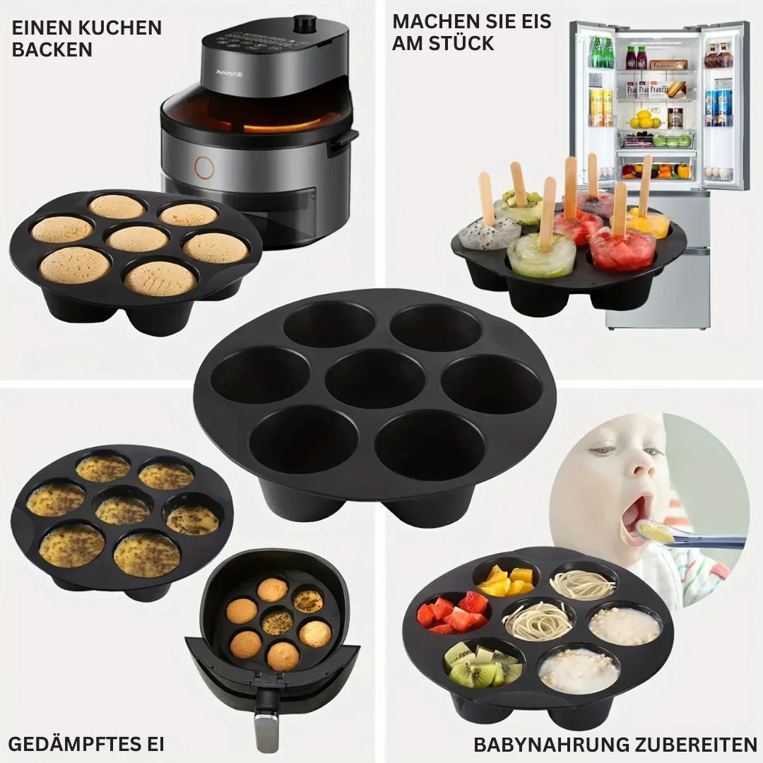 Siliconen Muffinvorm voor Heteluchtfriteuse - Antiaanbaklaag & Flexibel voor Muffins , Cupcakes & Snacks