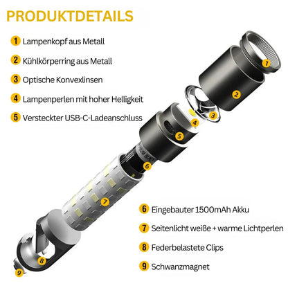 Led Zaklamp met Meerkleurenfilters - Oplaadbare Usb-c Zaklamp met Kampeer- en Noodlichtfunctie
