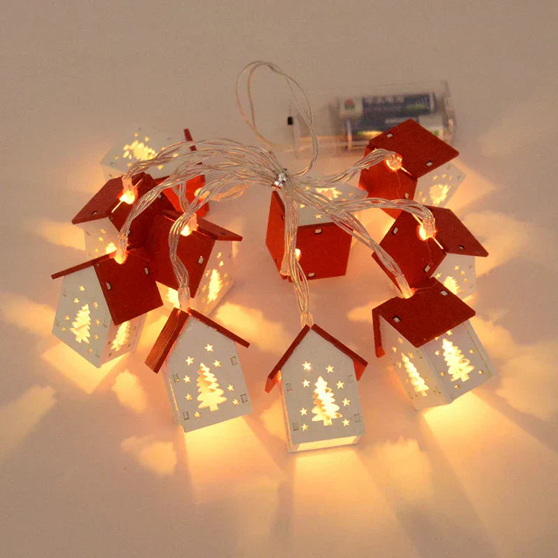 Houten Kersthuisjes met Led-verlichting voor Feestelijke Decoraties
