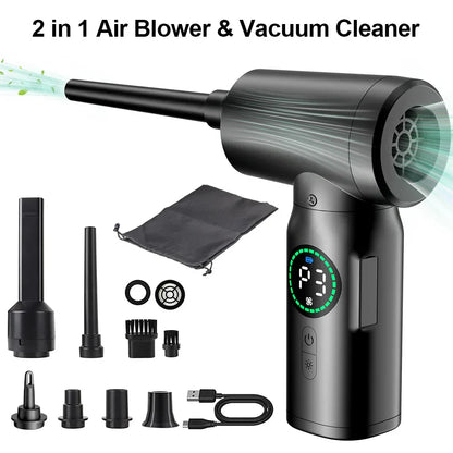 2-in-1 Draagbare Stofzuiger en Blazer met Perslucht en Led-lampje ( 7500mah )