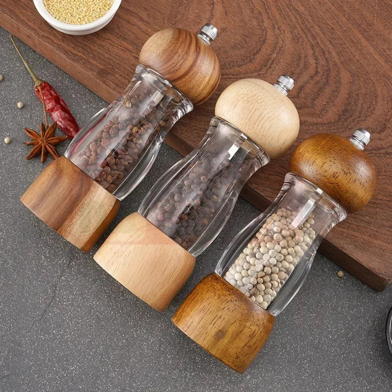 Peper- en Zoutmolenset van Hout en Glas - Stijlvolle Kruidenmolens voor de Keuken