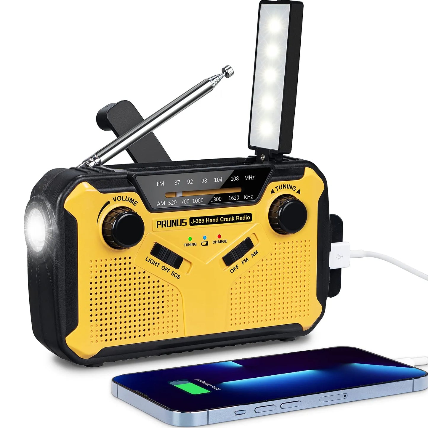 Noodradio met Zwengel & Zonne-energie - Draagbare Dynamoradio met Powerbank & Led Zaklamp