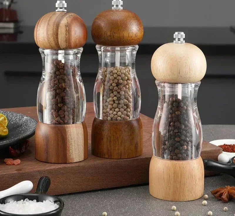 Peper- en Zoutmolenset van Hout en Glas - Stijlvolle Kruidenmolens voor de Keuken