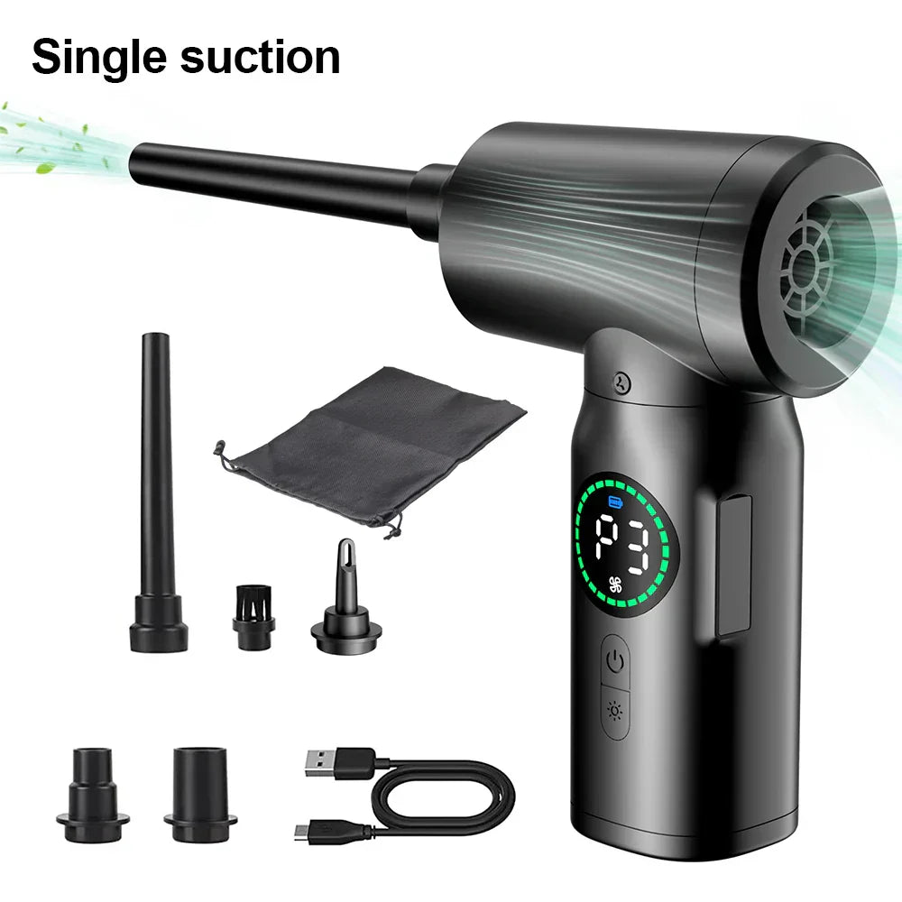 2-in-1 Draagbare Stofzuiger en Blazer met Perslucht en Led-lampje ( 7500mah )
