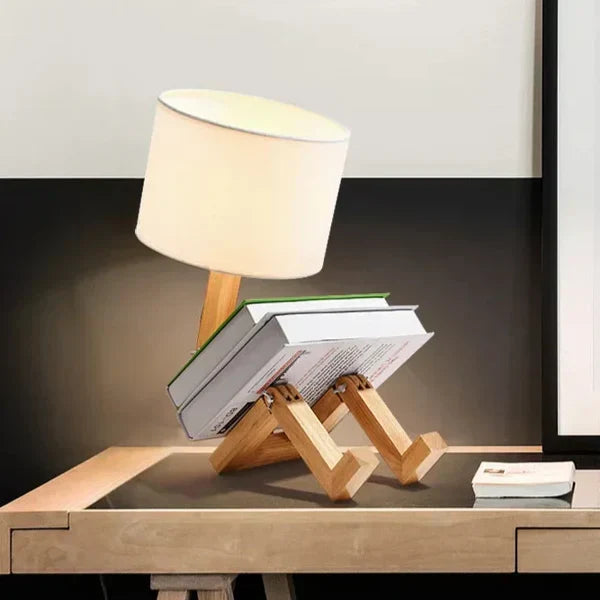 Houten Tafellamp met Boekenhouder - Modern Ontwerp voor Je Huis