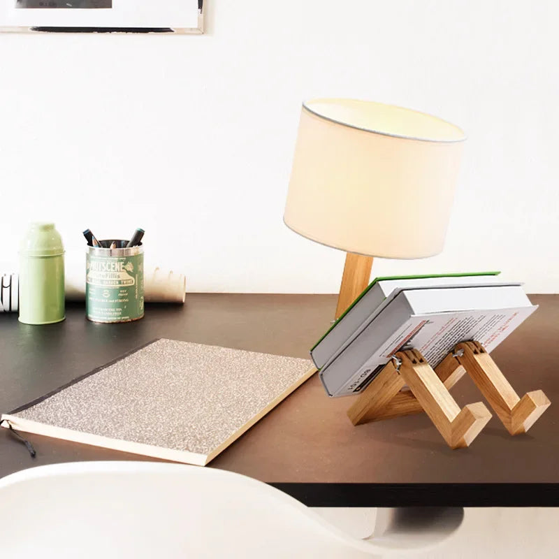 Houten Tafellamp met Boekenhouder - Modern Ontwerp voor Je Huis