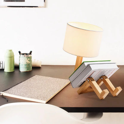Houten Tafellamp met Boekenhouder - Modern Ontwerp voor Je Huis