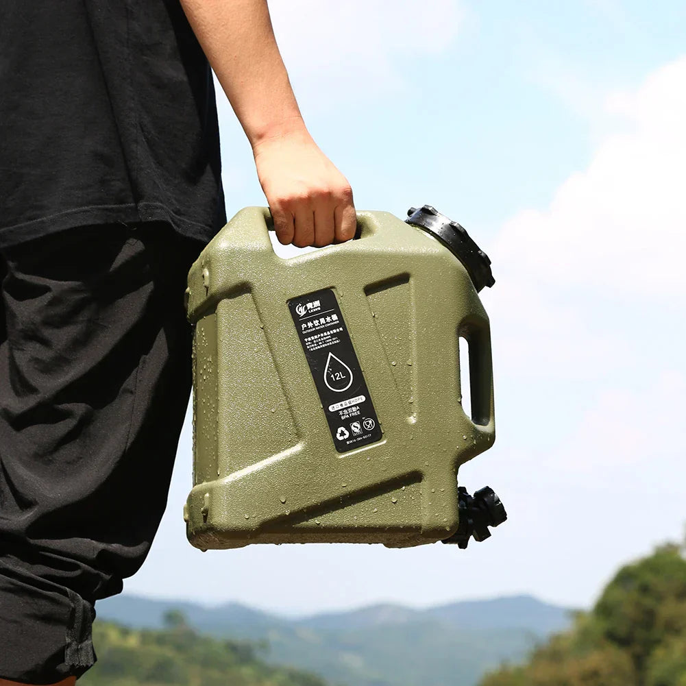 Draagbaar 12 Liter Waterreservoir met Aftapkraan - Robuuste Jerrycan voor Buiten en op de Camping