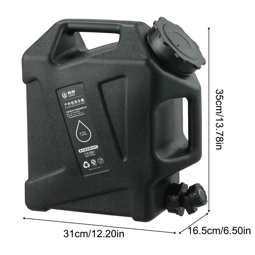 Draagbaar 12 Liter Waterreservoir met Aftapkraan - Robuuste Jerrycan voor Buiten en op de Camping