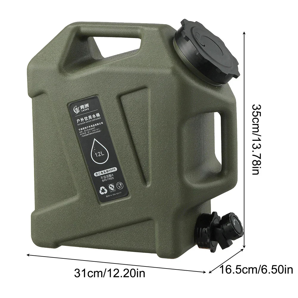 Draagbaar 12 Liter Waterreservoir met Aftapkraan - Robuuste Jerrycan voor Buiten en op de Camping