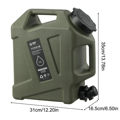 Draagbaar 12 Liter Waterreservoir met Aftapkraan - Robuuste Jerrycan voor Buiten en op de Camping