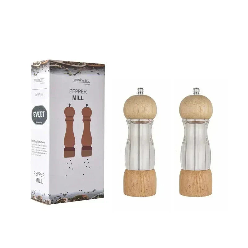 Peper- en Zoutmolenset van Hout en Glas - Stijlvolle Kruidenmolens voor de Keuken