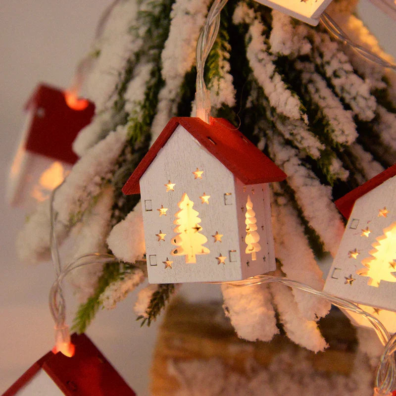 Houten Kersthuisjes met Led-verlichting voor Feestelijke Decoraties