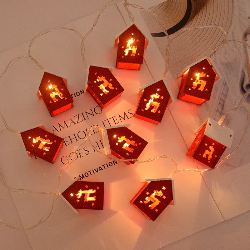Houten Kersthuisjes met Led-verlichting voor Feestelijke Decoraties