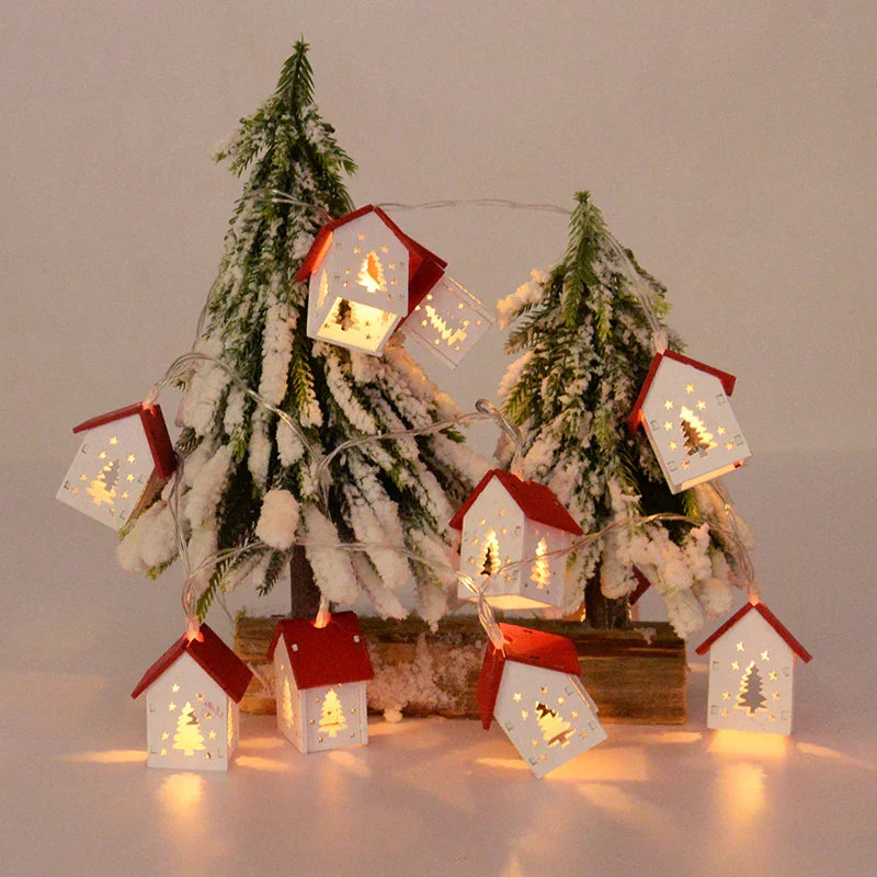 Houten Kersthuisjes met Led-verlichting voor Feestelijke Decoraties