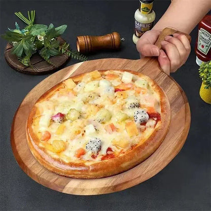 Pizzaschil en Serveerplank van Acaciahout met Handvat