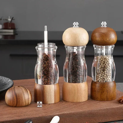 Peper- en Zoutmolenset van Hout en Glas - Stijlvolle Kruidenmolens voor de Keuken