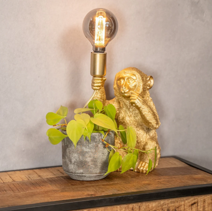 Elegante Gouden Aap met Bloem op Lamp