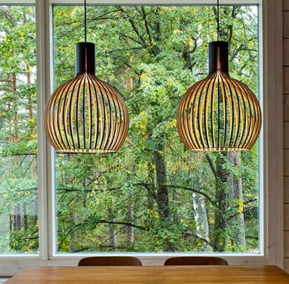 Handgemaakte Houten Hanglamp