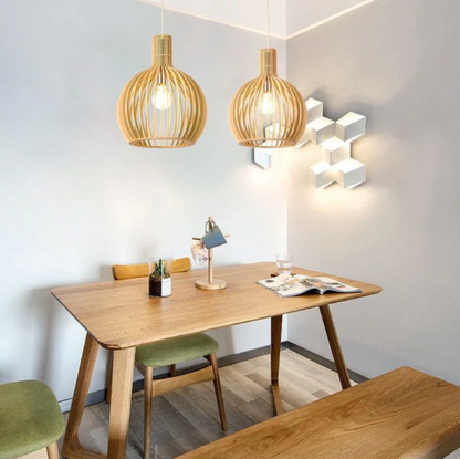 Handgemaakte Houten Hanglamp
