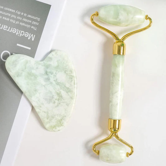 Instant Glow Gua Sha & Jade Roller Set | voor een Stralende Huid en Natuurlijke Ontspanning