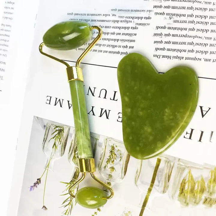 Instant Glow Gua Sha & Jade Roller Set | voor een Stralende Huid en Natuurlijke Ontspanning